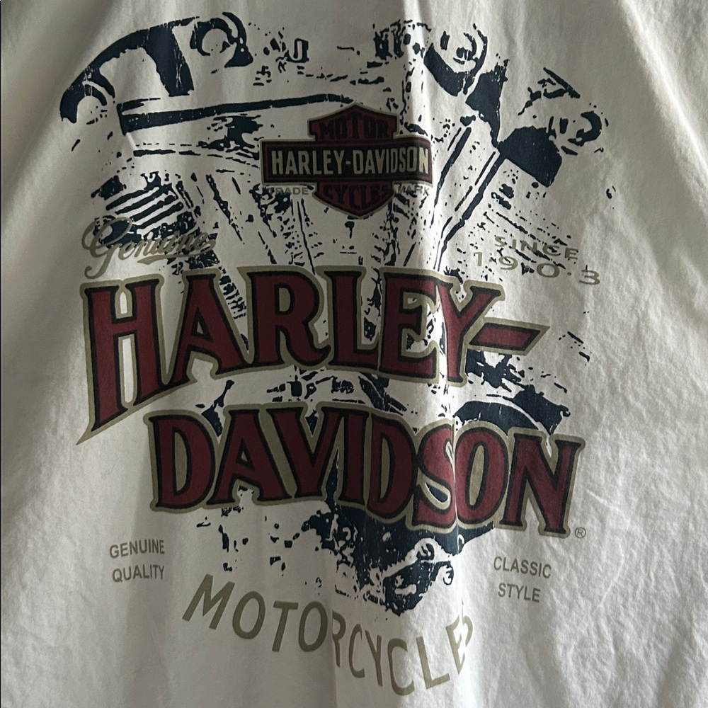 Harley Davidson Sleeveless White Button-Up Shirt